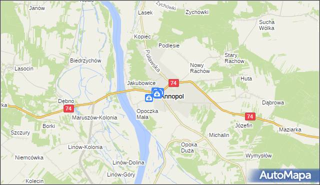 mapa Annopol powiat kraśnicki, Annopol powiat kraśnicki na mapie Targeo