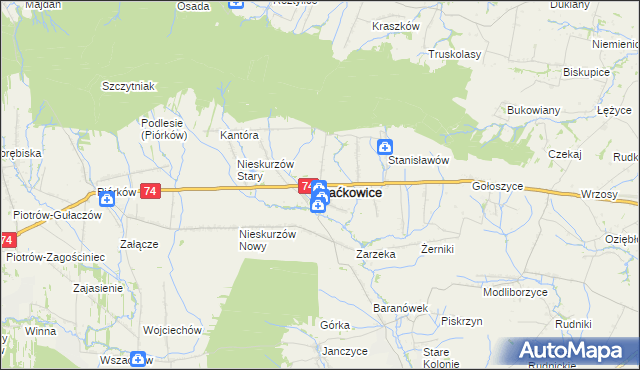 mapa Baćkowice, Baćkowice na mapie Targeo