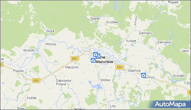 mapa Banie Mazurskie, Banie Mazurskie na mapie Targeo