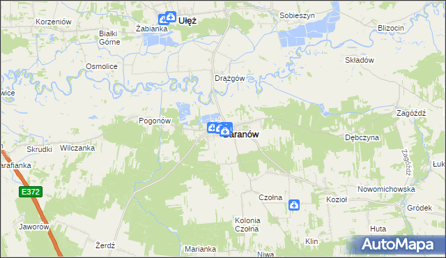 mapa Baranów powiat puławski, Baranów powiat puławski na mapie Targeo