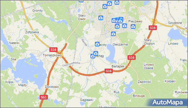 mapa Bartąg, Bartąg na mapie Targeo