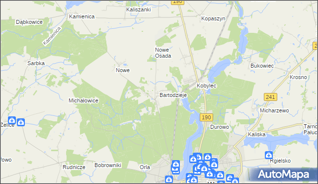 mapa Bartodzieje gmina Wągrowiec, Bartodzieje gmina Wągrowiec na mapie Targeo