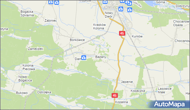 mapa Bażany, Bażany na mapie Targeo