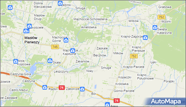 mapa Bęczków, Bęczków na mapie Targeo