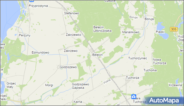 mapa Belęcin, Belęcin na mapie Targeo