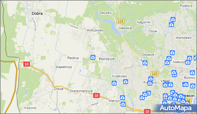 mapa Bezrzecze, Bezrzecze na mapie Targeo