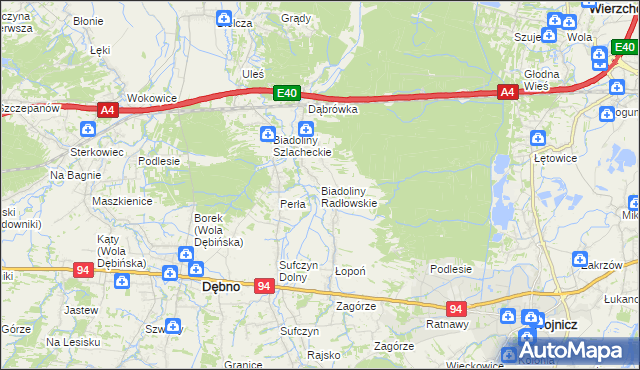 mapa Biadoliny Radłowskie, Biadoliny Radłowskie na mapie Targeo