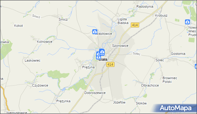 mapa Biała powiat prudnicki, Biała powiat prudnicki na mapie Targeo
