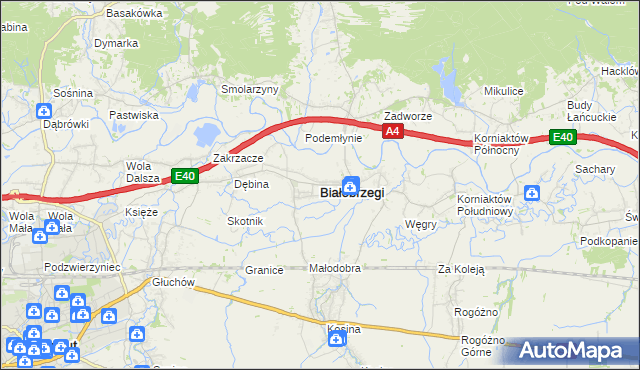 mapa Białobrzegi powiat łańcucki, Białobrzegi powiat łańcucki na mapie Targeo