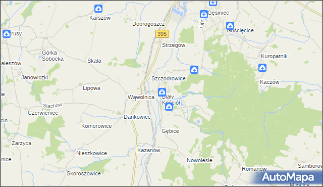 mapa Biały Kościół gmina Strzelin, Biały Kościół gmina Strzelin na mapie Targeo