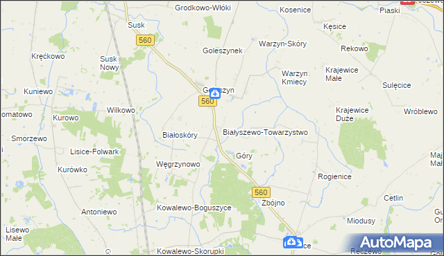 mapa Białyszewo-Towarzystwo, Białyszewo-Towarzystwo na mapie Targeo