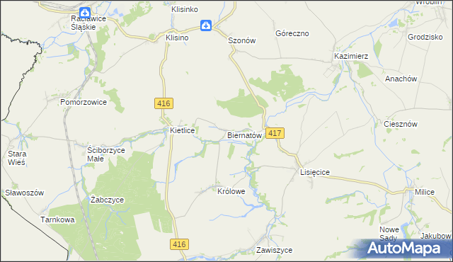 mapa Biernatów gmina Głubczyce, Biernatów gmina Głubczyce na mapie Targeo