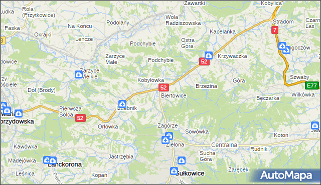 mapa Biertowice, Biertowice na mapie Targeo