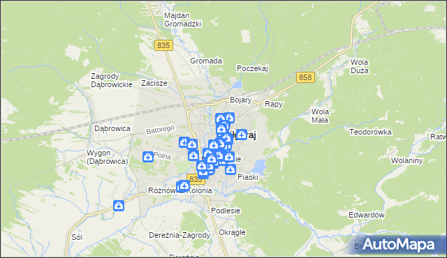 mapa Biłgoraj, Biłgoraj na mapie Targeo