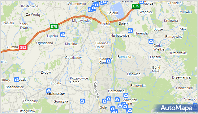 mapa Bładnice Górne, Bładnice Górne na mapie Targeo