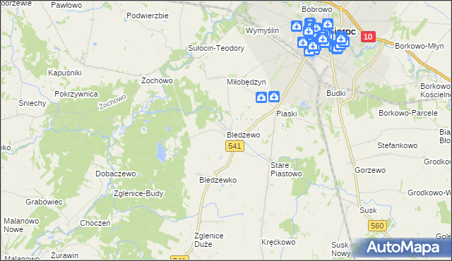 mapa Bledzewo, Bledzewo na mapie Targeo