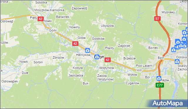 mapa Bliżyn, Bliżyn na mapie Targeo