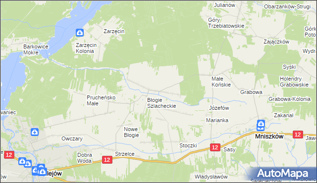 mapa Błogie Rządowe, Błogie Rządowe na mapie Targeo