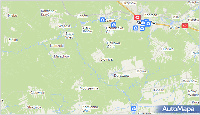 mapa Błotnica gmina Stąporków, Błotnica gmina Stąporków na mapie Targeo