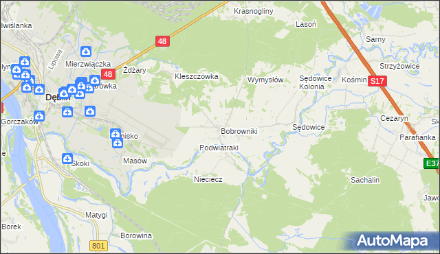 mapa Bobrowniki gmina Ryki, Bobrowniki gmina Ryki na mapie Targeo
