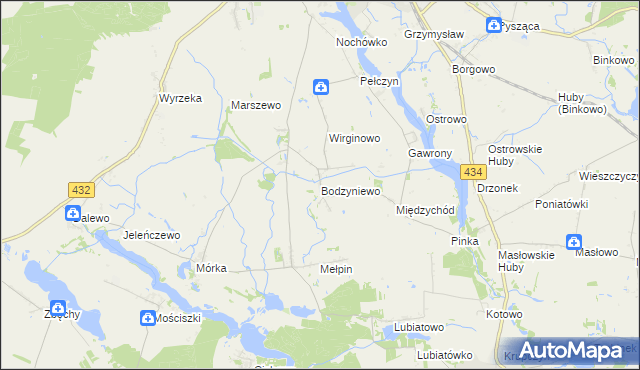 mapa Bodzyniewo, Bodzyniewo na mapie Targeo