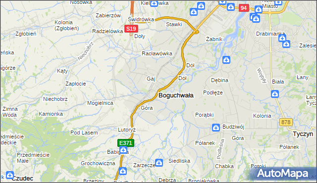 mapa Boguchwała powiat rzeszowski, Boguchwała powiat rzeszowski na mapie Targeo