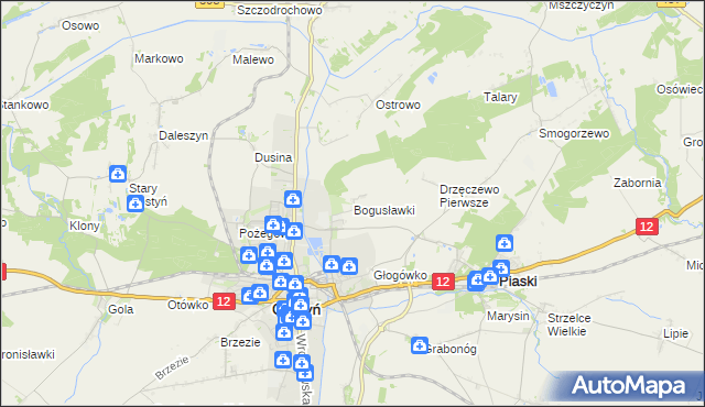 mapa Bogusławki gmina Gostyń, Bogusławki gmina Gostyń na mapie Targeo