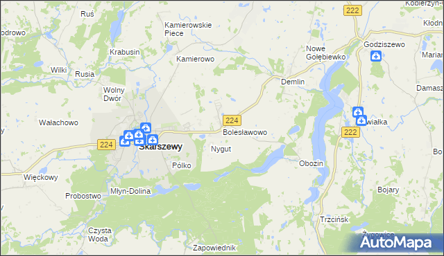 mapa Bolesławowo gmina Skarszewy, Bolesławowo gmina Skarszewy na mapie Targeo