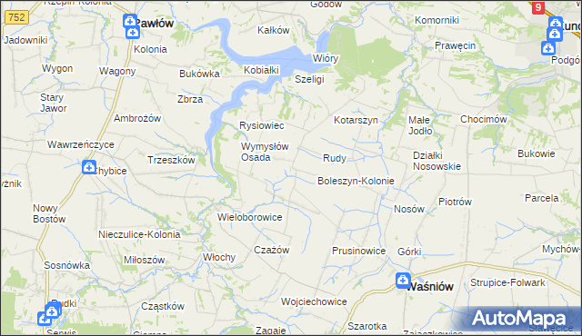 mapa Boleszyn gmina Waśniów, Boleszyn gmina Waśniów na mapie Targeo