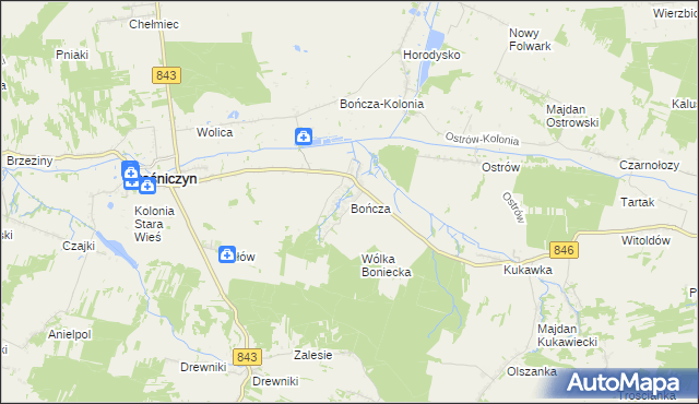 mapa Bończa gmina Kraśniczyn, Bończa gmina Kraśniczyn na mapie Targeo