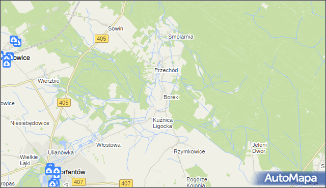 mapa Borek gmina Korfantów, Borek gmina Korfantów na mapie Targeo
