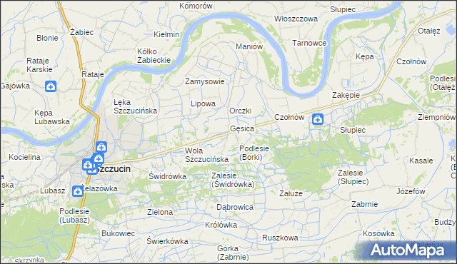 mapa Borki gmina Szczucin, Borki gmina Szczucin na mapie Targeo