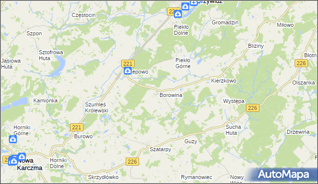mapa Borowina gmina Przywidz, Borowina gmina Przywidz na mapie Targeo
