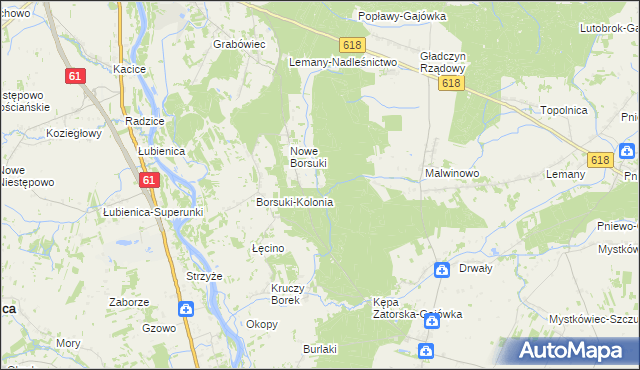 mapa Borsuki-Gajówka, Borsuki-Gajówka na mapie Targeo