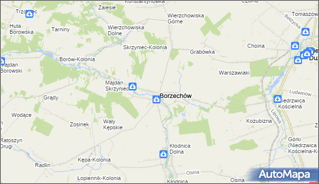 mapa Borzechów, Borzechów na mapie Targeo