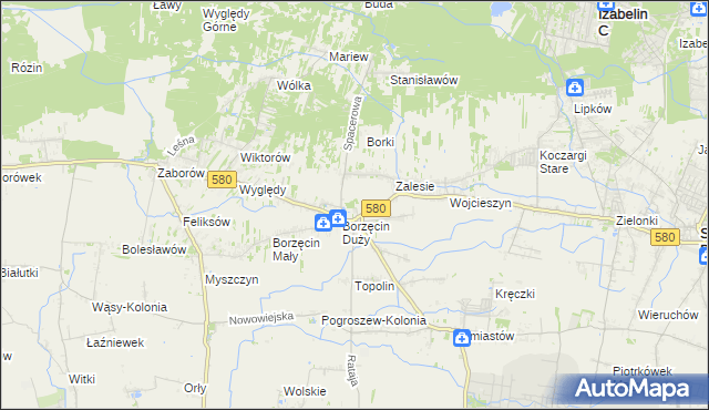 mapa Borzęcin gmina Stare Babice, Borzęcin gmina Stare Babice na mapie Targeo