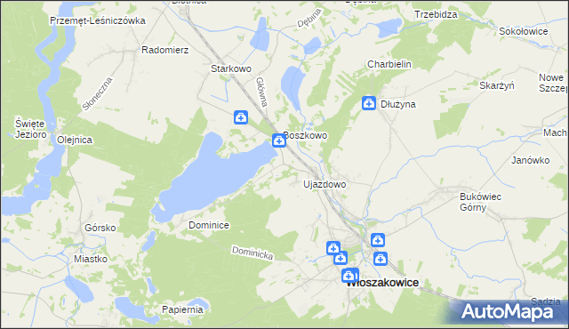 mapa Boszkowo-Letnisko, Boszkowo-Letnisko na mapie Targeo