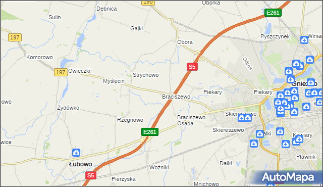 mapa Braciszewo, Braciszewo na mapie Targeo