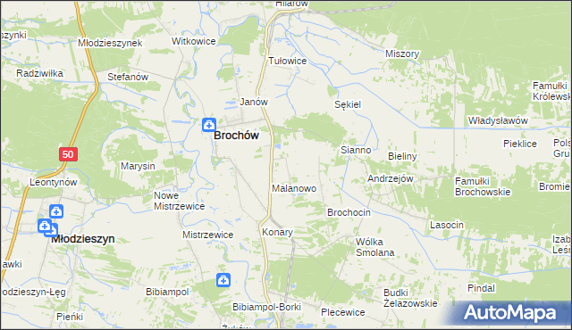 mapa Brochów-Kolonia, Brochów-Kolonia na mapie Targeo