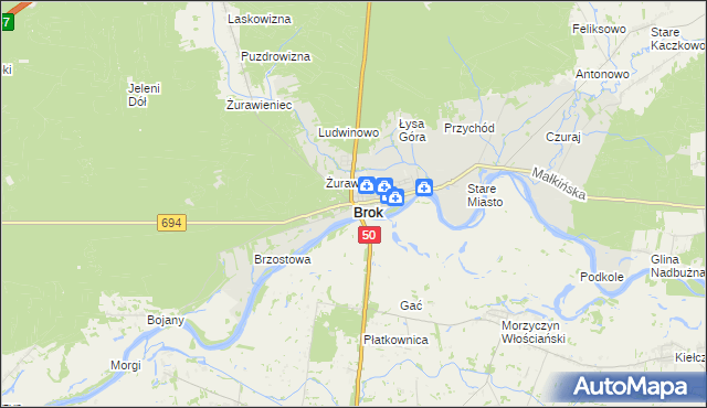 mapa Brok powiat ostrowski, Brok powiat ostrowski na mapie Targeo