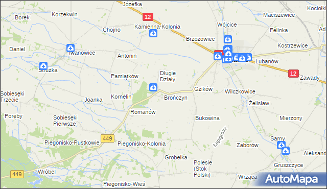 mapa Brończyn, Brończyn na mapie Targeo