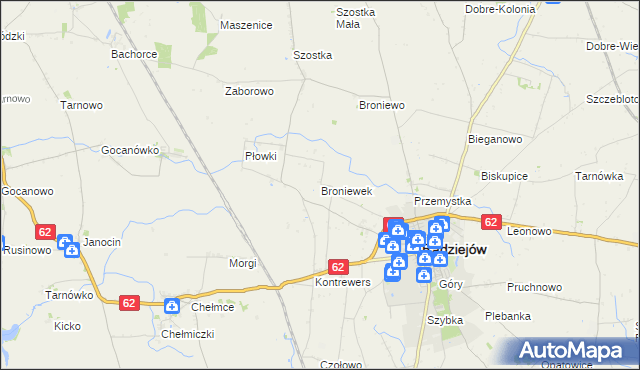 mapa Broniewek, Broniewek na mapie Targeo