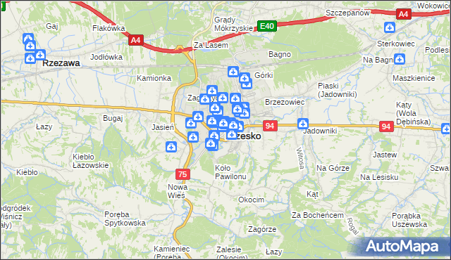 mapa Brzesko, Brzesko na mapie Targeo