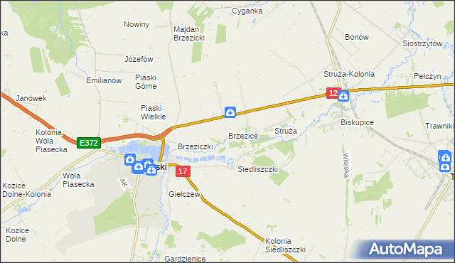 mapa Brzezice, Brzezice na mapie Targeo