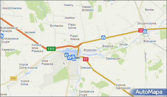 mapa Brzeziczki, Brzeziczki na mapie Targeo