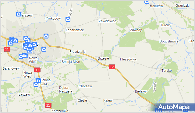 mapa Brzezie gmina Pleszew, Brzezie gmina Pleszew na mapie Targeo