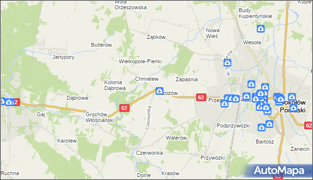 mapa Brzozów gmina Sokołów Podlaski, Brzozów gmina Sokołów Podlaski na mapie Targeo