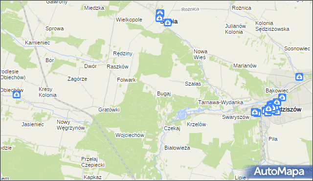 mapa Bugaj gmina Sędziszów, Bugaj gmina Sędziszów na mapie Targeo