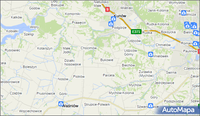 mapa Bukowie gmina Kunów, Bukowie gmina Kunów na mapie Targeo