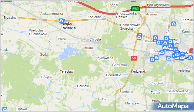 mapa Bykowizna, Bykowizna na mapie Targeo